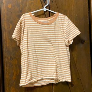 cropped pink striped pacsun top